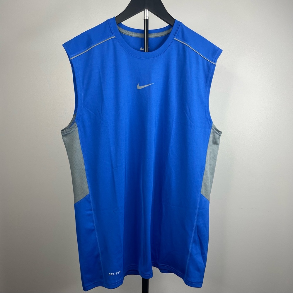 Nike‎ Dri-FIT Men's Blue and Gray Running Athletic Tank Top Size Large